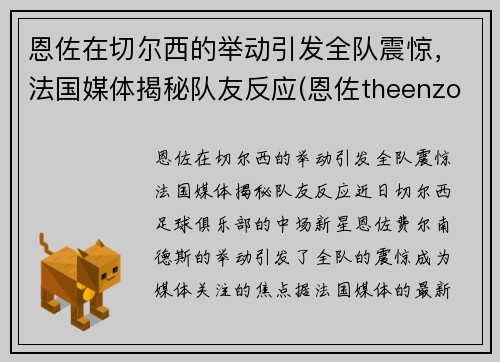 恩佐在切尔西的举动引发全队震惊，法国媒体揭秘队友反应(恩佐theenzo)